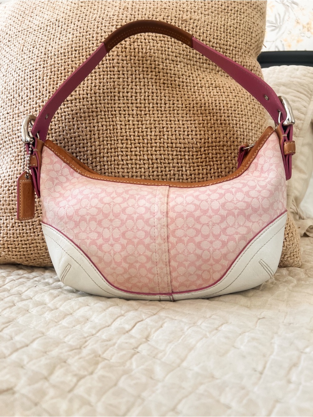 Coach Pink Signature Soho Hobo Shoulder Bag